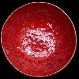 Set of noemi ceramiche: Red dimpled Individual pasta bowls, salad or soup
